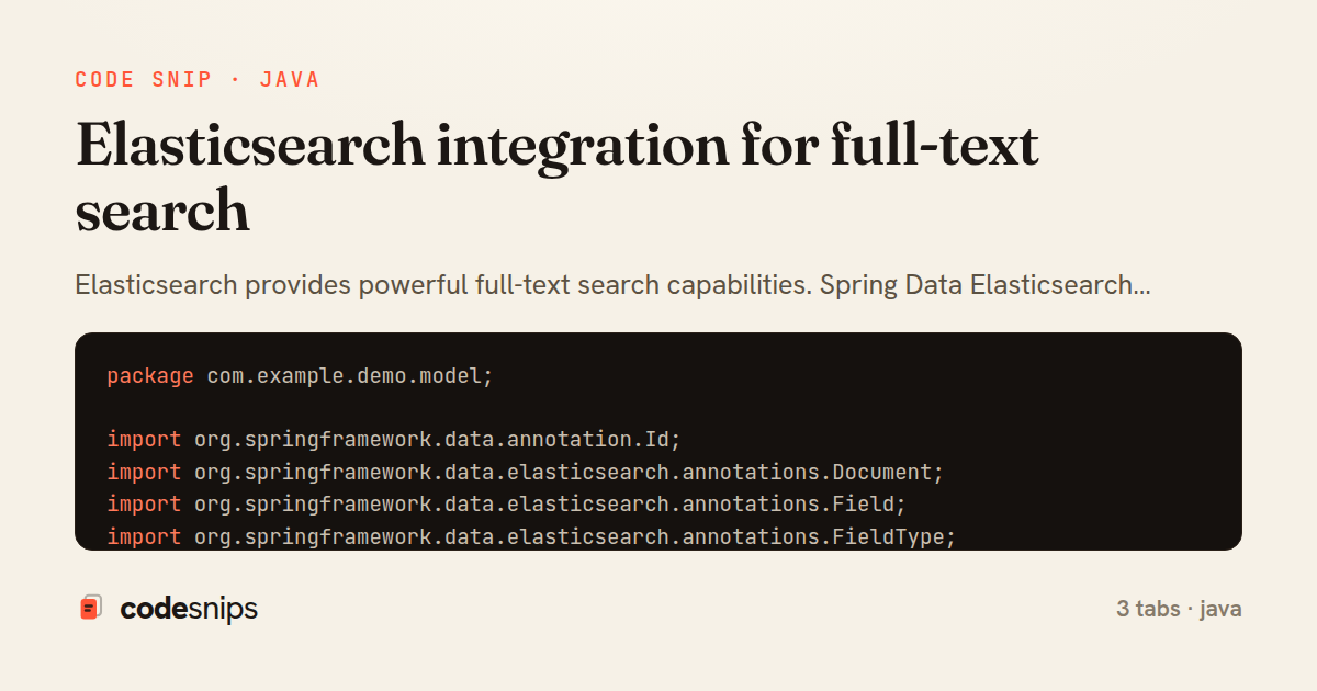 Elasticsearch integration for full-text search — share card