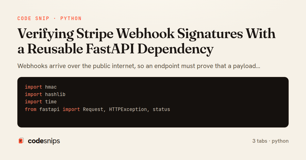 Verifying Stripe Webhook Signatures With a Reusable FastAPI Dependency — share card
