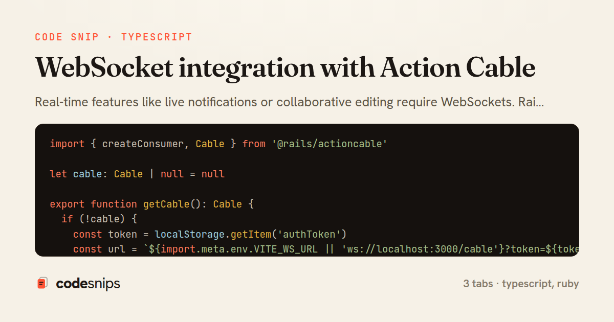 WebSocket integration with Action Cable — share card