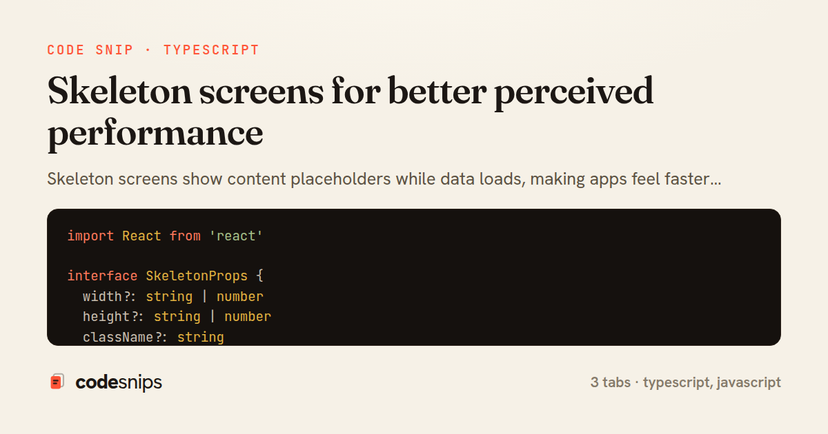 Skeleton screens for better perceived performance — share card