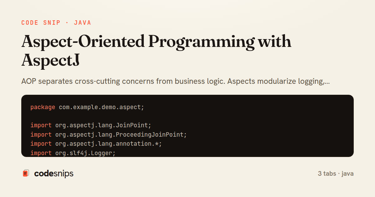 Aspect-Oriented Programming with AspectJ — share card