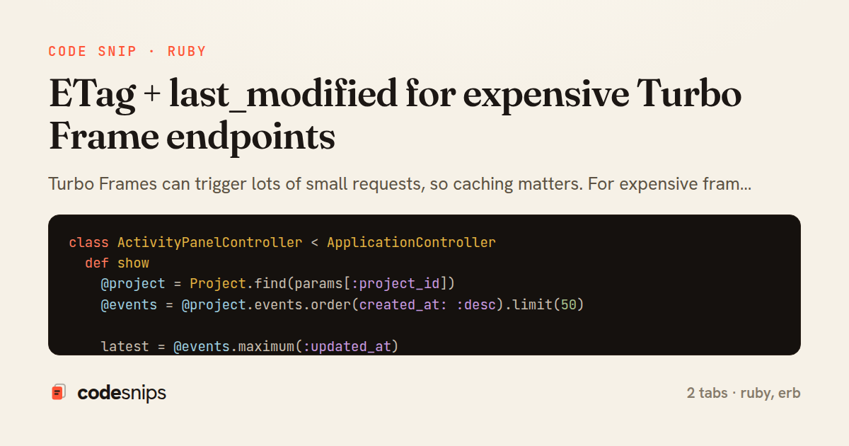 ETag + last_modified for expensive Turbo Frame endpoints — share card