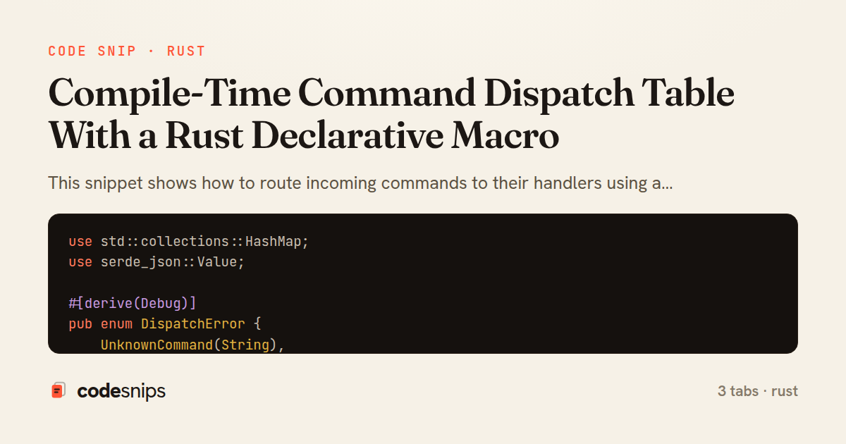 Compile-Time Command Dispatch Table With a Rust Declarative Macro — share card