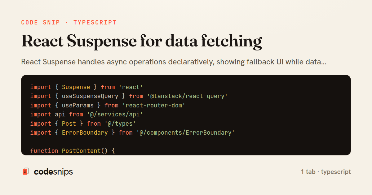 React Suspense for data fetching — share card