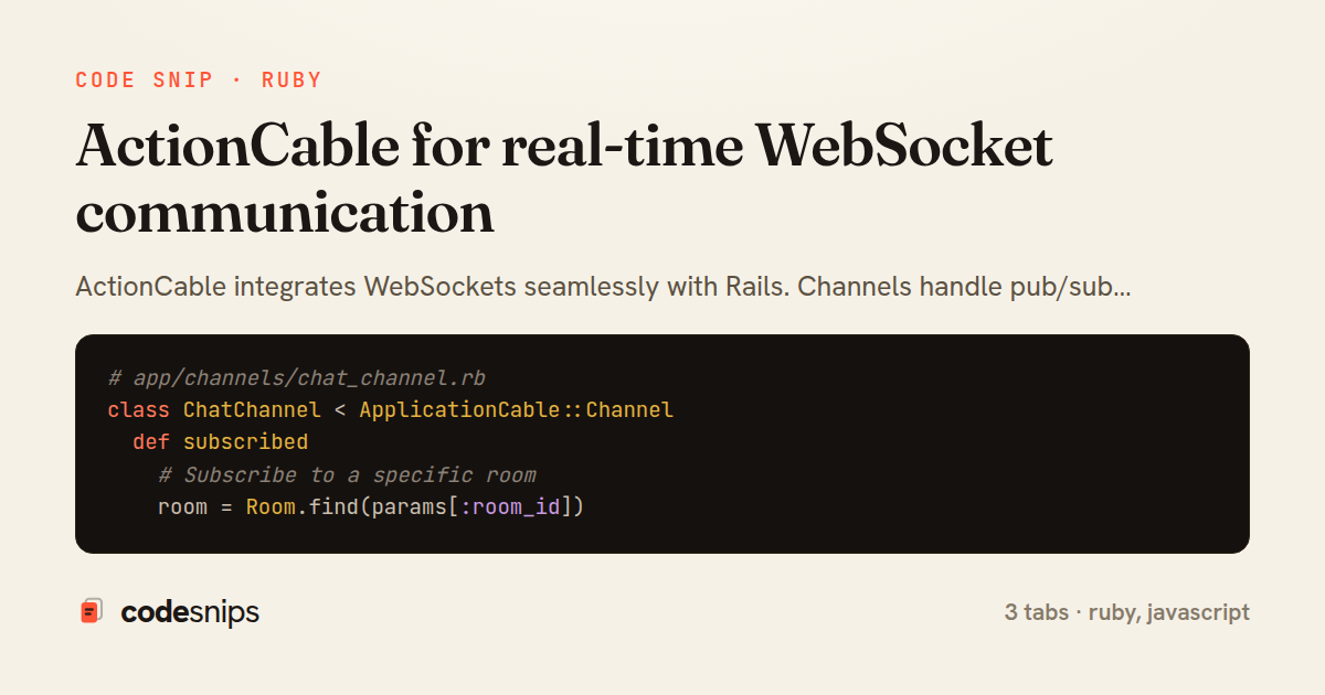 ActionCable for real-time WebSocket communication — share card