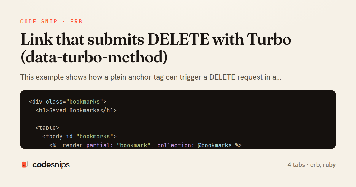 Link that submits DELETE with Turbo (data-turbo-method) — share card