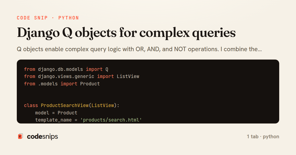 Django Q objects for complex queries — share card