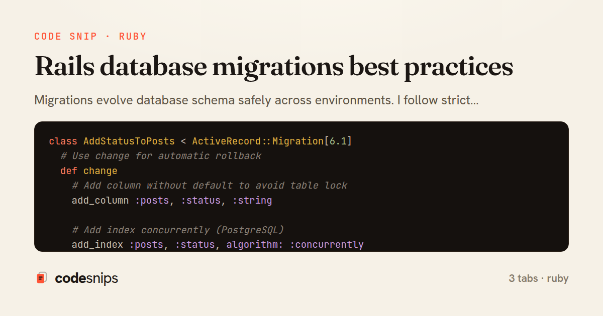 Rails database migrations best practices — share card