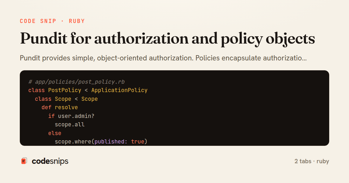 Pundit for authorization and policy objects — share card