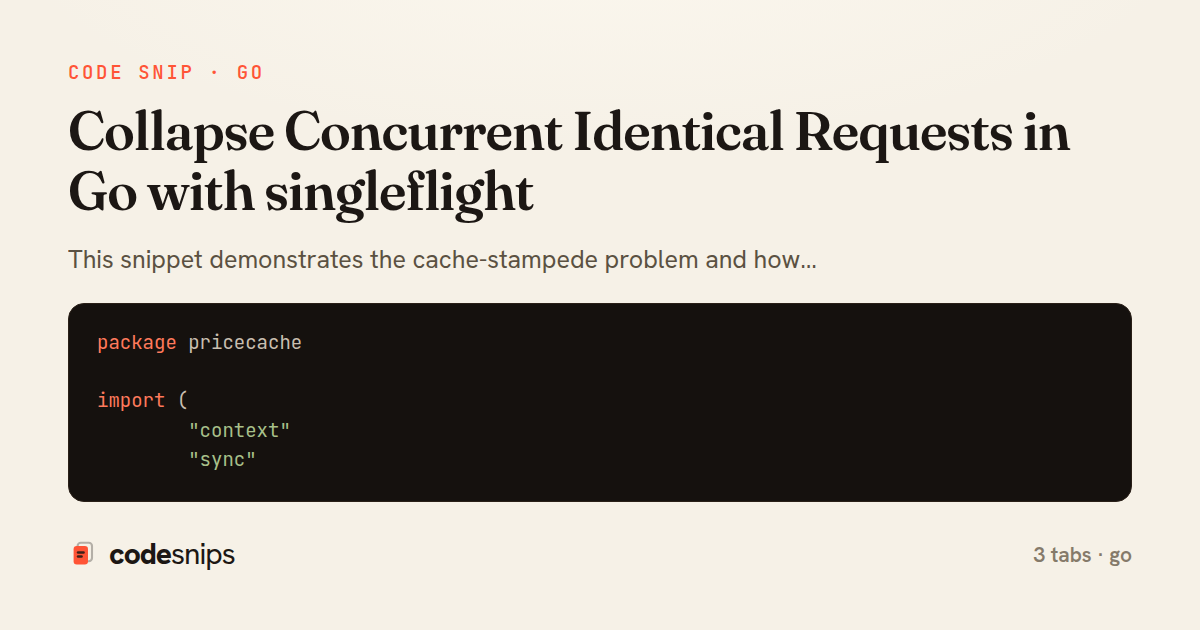 Collapse Concurrent Identical Requests in Go with singleflight — share card