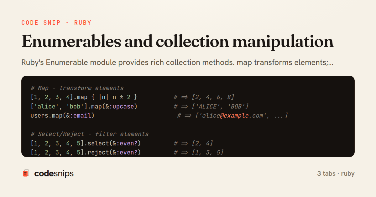 Enumerables and collection manipulation — share card