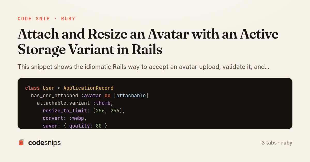 Attach and Resize an Avatar with an Active Storage Variant in Rails — share card