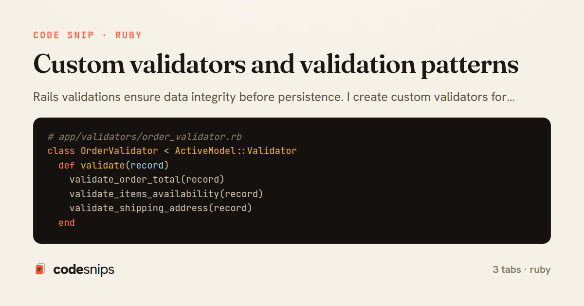 Custom validators and validation patterns — share card