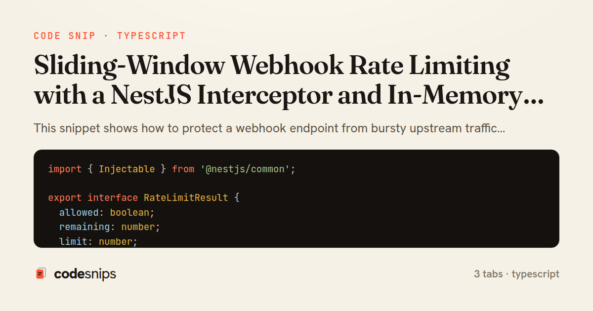 Sliding-Window Webhook Rate Limiting with a NestJS Interceptor and In-Memory Counter — share card