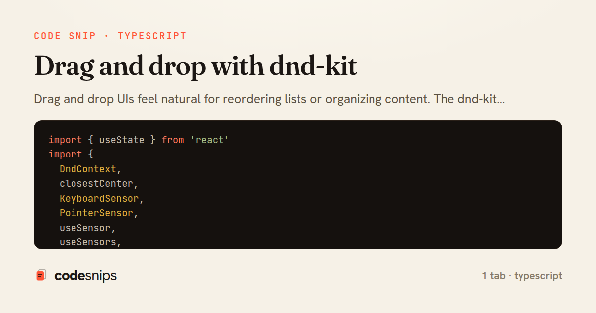 Drag and drop with dnd-kit — share card