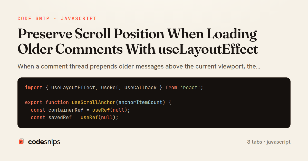 Preserve Scroll Position When Loading Older Comments With useLayoutEffect — share card