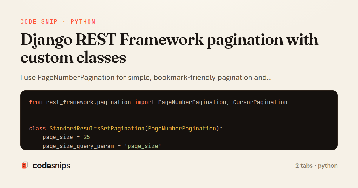 Django REST Framework pagination with custom classes — share card