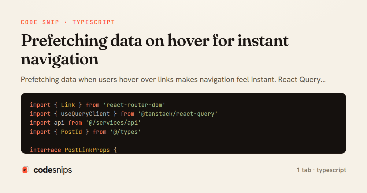 Prefetching data on hover for instant navigation — share card