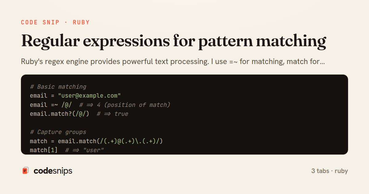 Regular expressions for pattern matching — share card