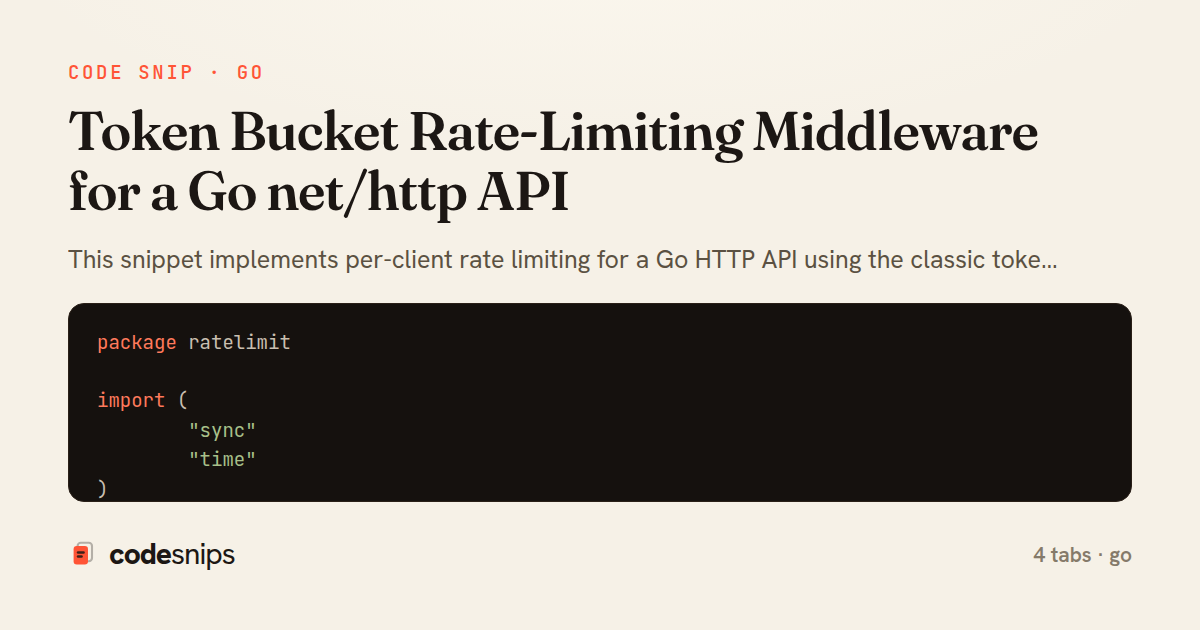 Token Bucket Rate-Limiting Middleware for a Go net/http API — share card