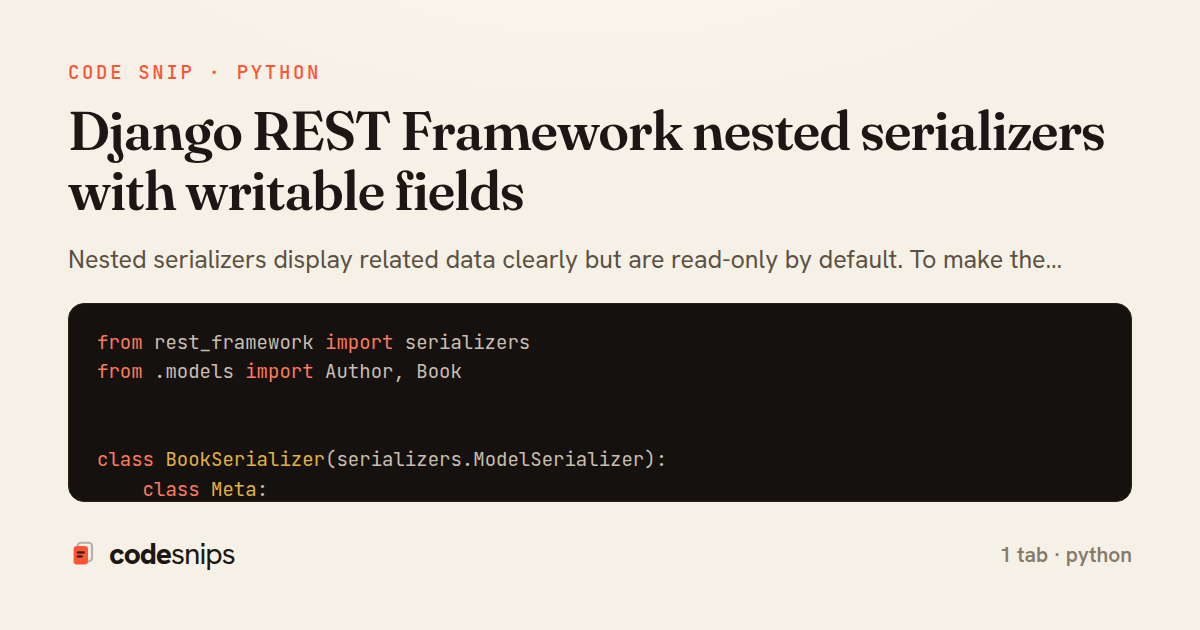 Django REST Framework nested serializers with writable fields — share card