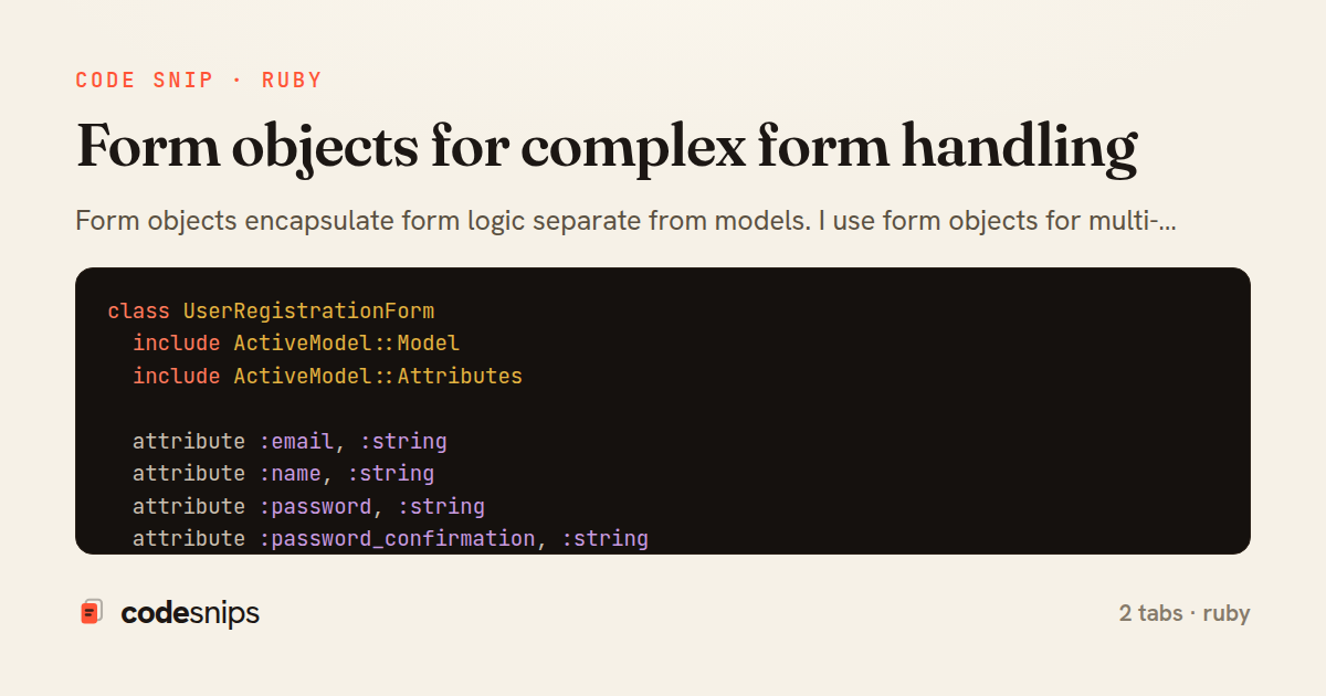 Form objects for complex form handling — share card