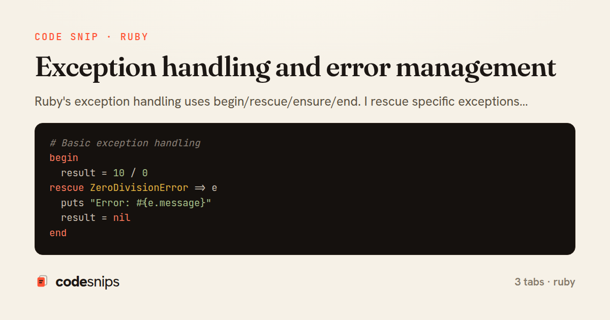 Exception handling and error management — share card