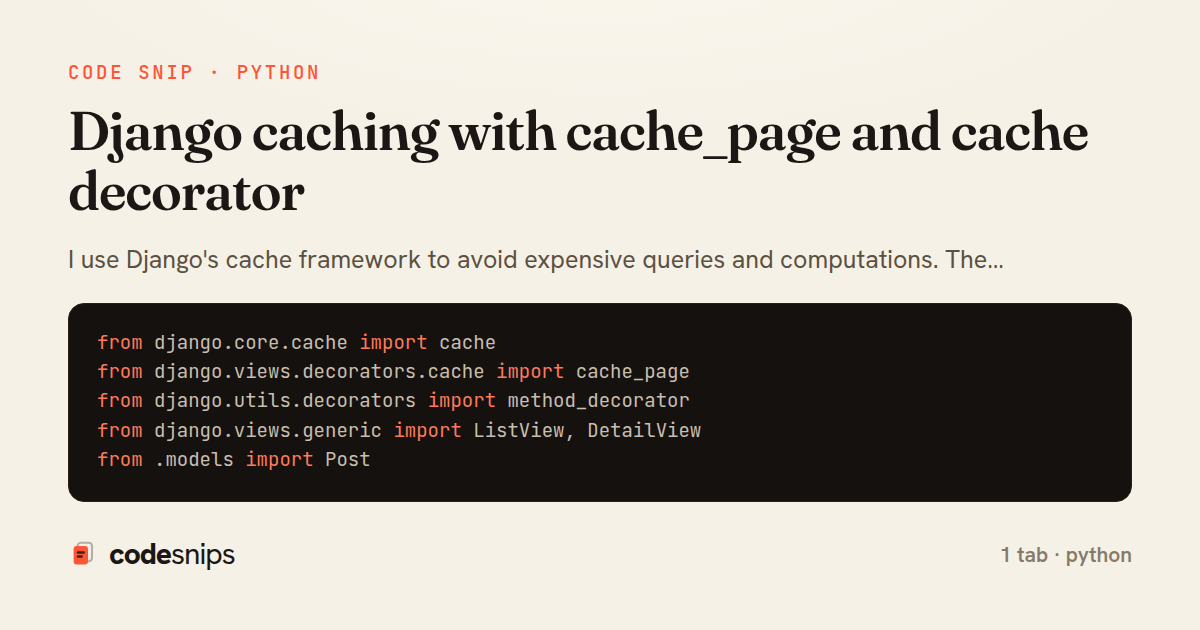 Django caching with cache_page and cache decorator — share card