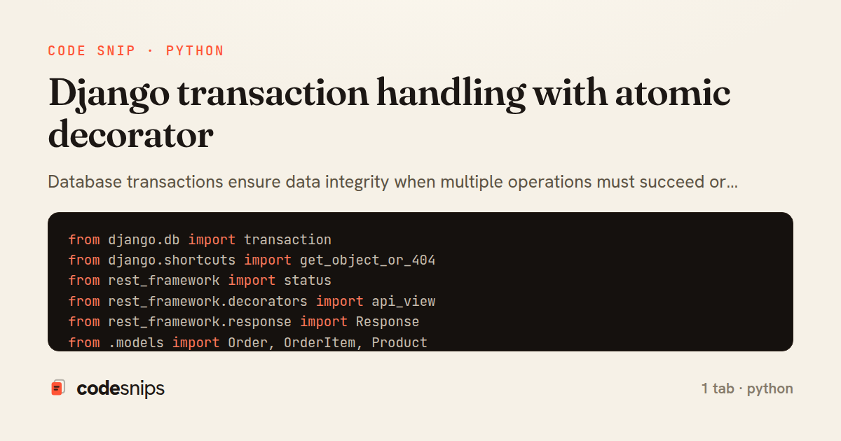 Django transaction handling with atomic decorator — share card