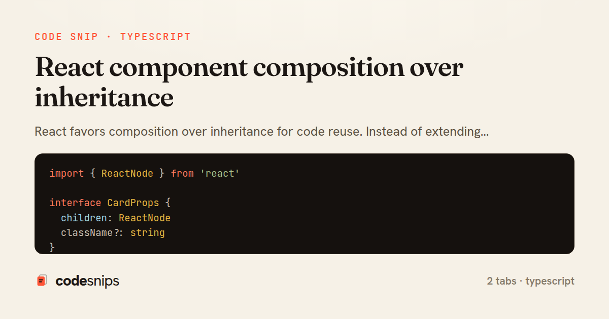 React component composition over inheritance — share card