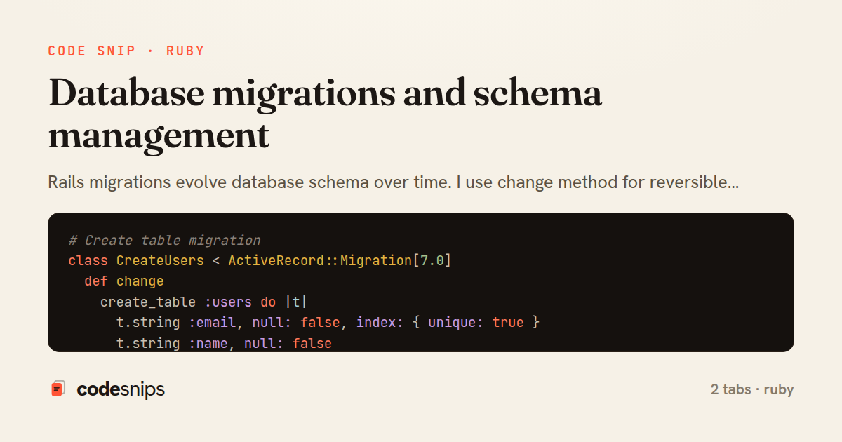 Database migrations and schema management — share card