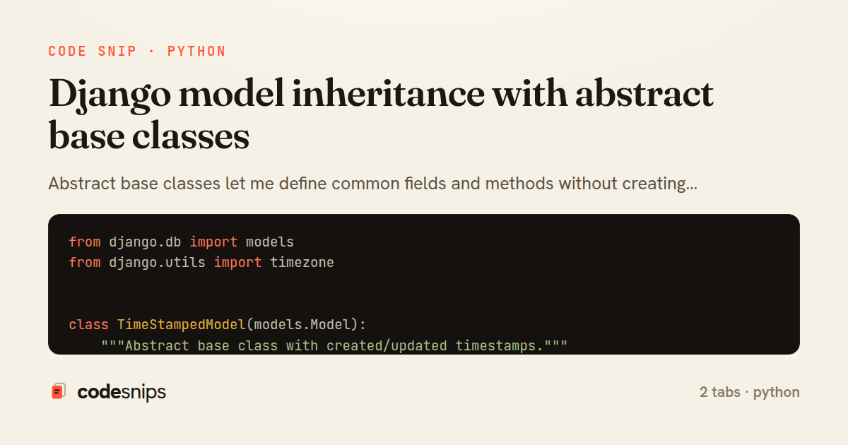 Django model inheritance with abstract base classes — share card