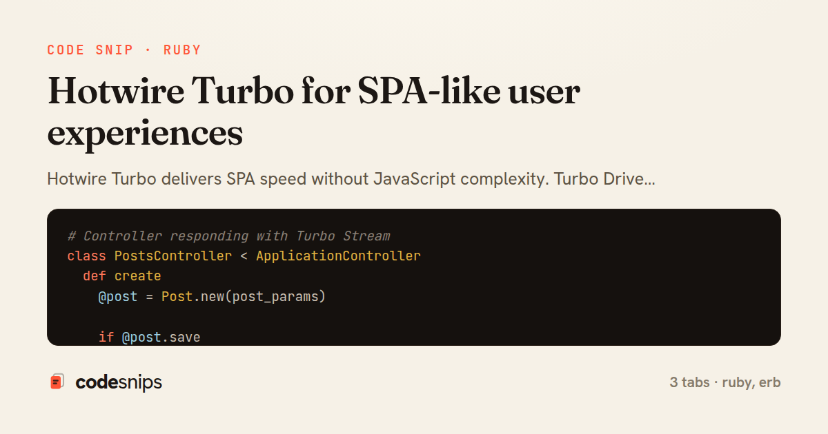 Hotwire Turbo for SPA-like user experiences — share card
