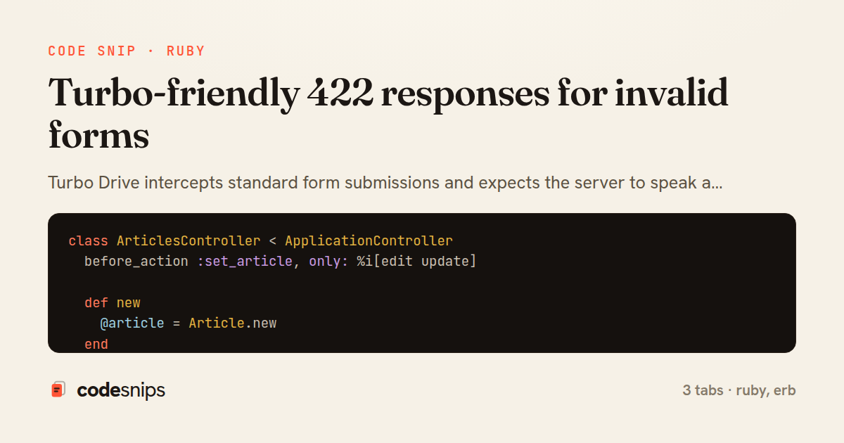Turbo-friendly 422 responses for invalid forms — share card
