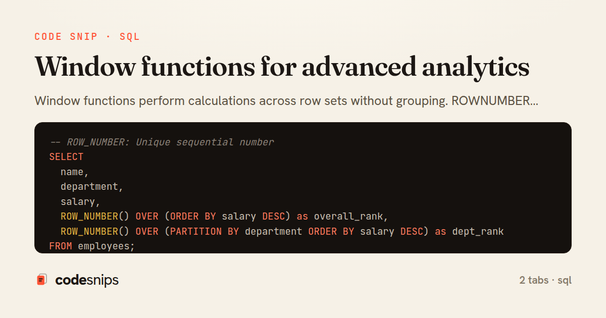 Window functions for advanced analytics — share card