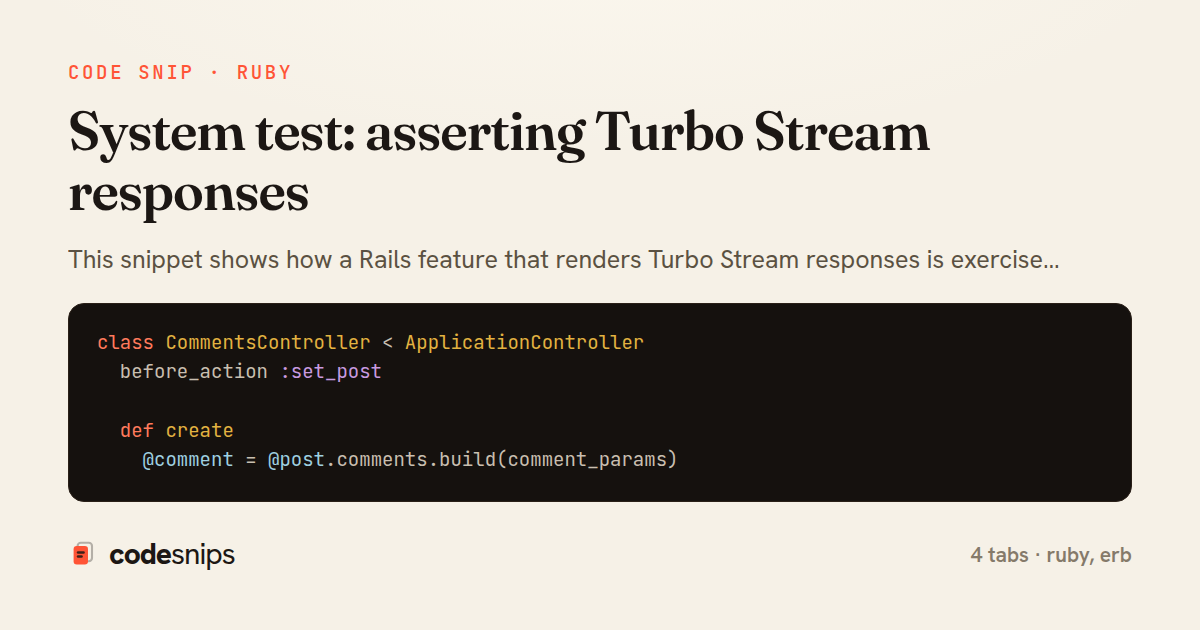 System test: asserting Turbo Stream responses — share card
