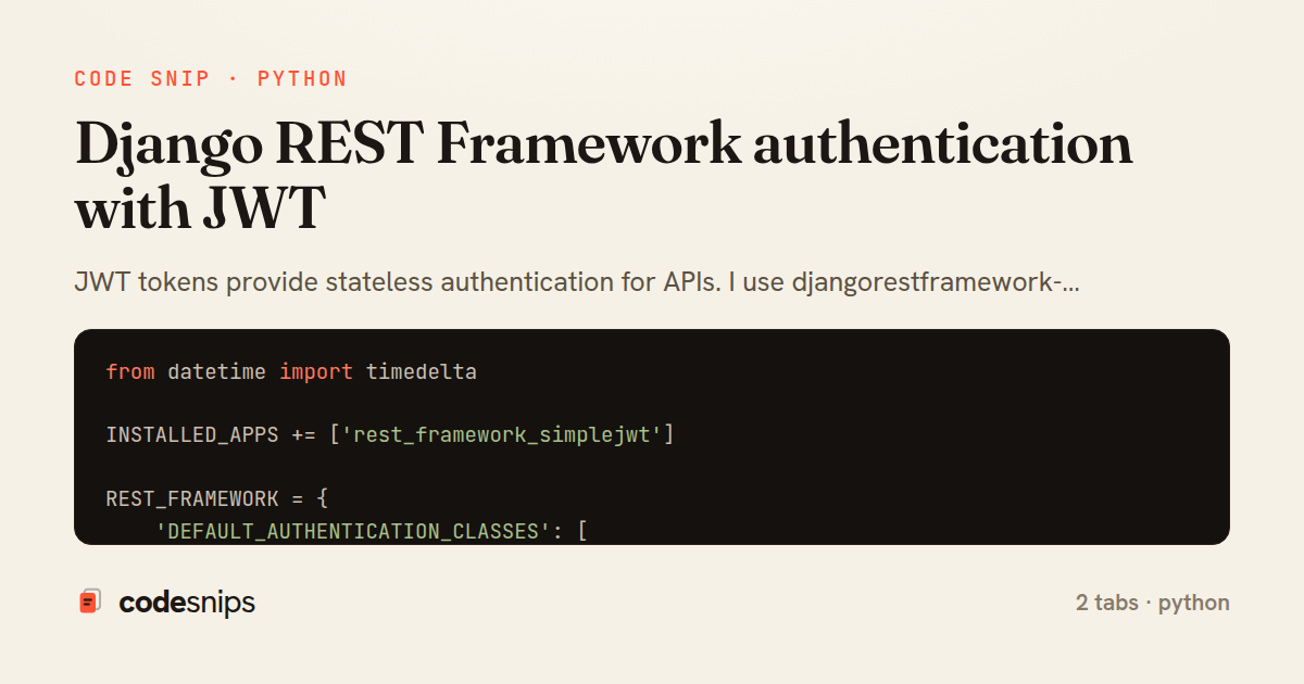 Django REST Framework authentication with JWT — share card