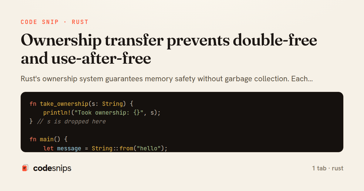 Ownership transfer prevents double-free and use-after-free — share card