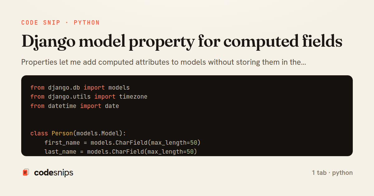 Django model property for computed fields — share card