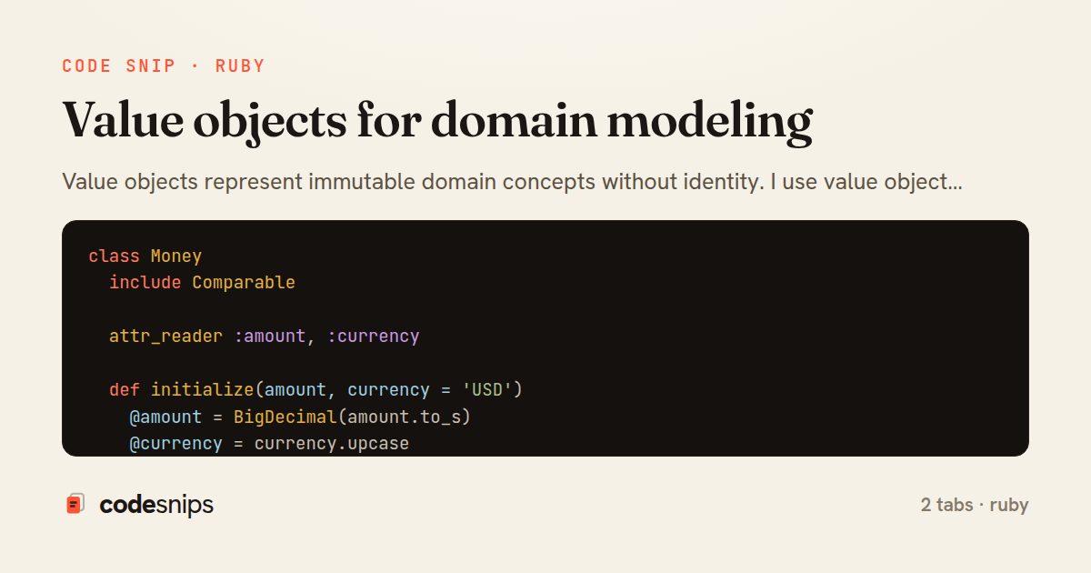 Value objects for domain modeling — share card