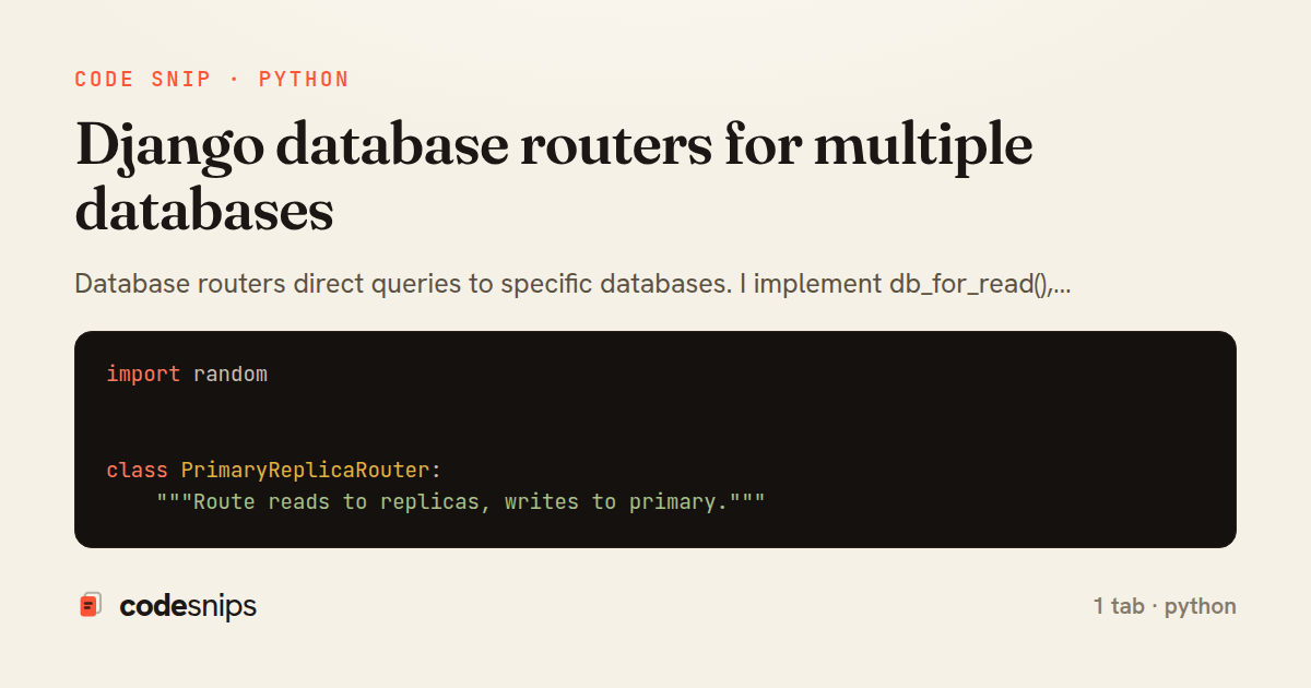 Django database routers for multiple databases — share card
