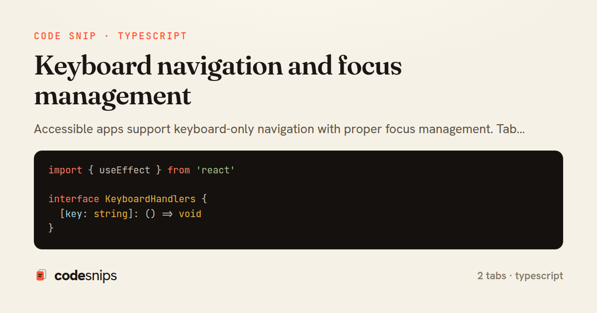 Keyboard navigation and focus management — share card