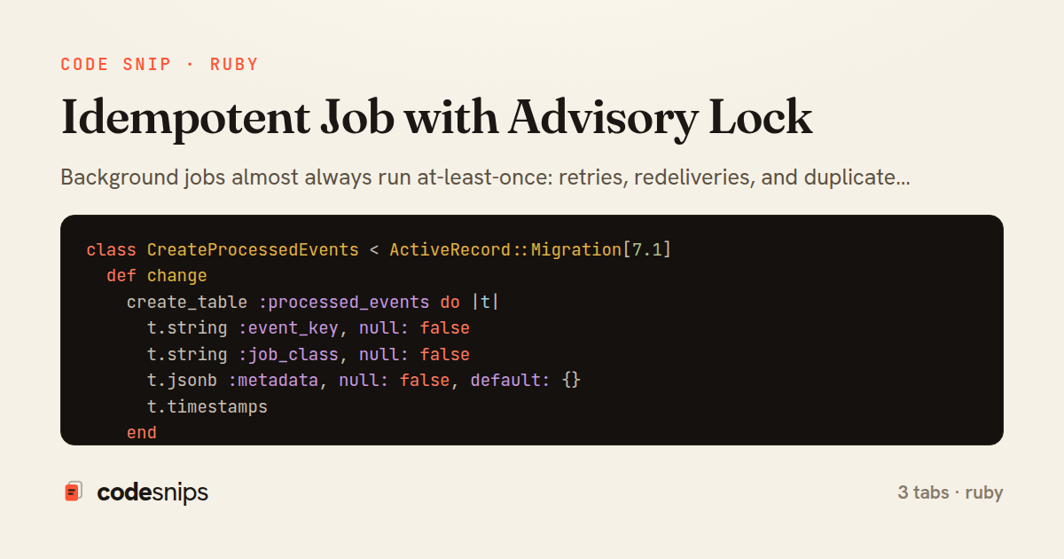Idempotent Job with Advisory Lock — share card