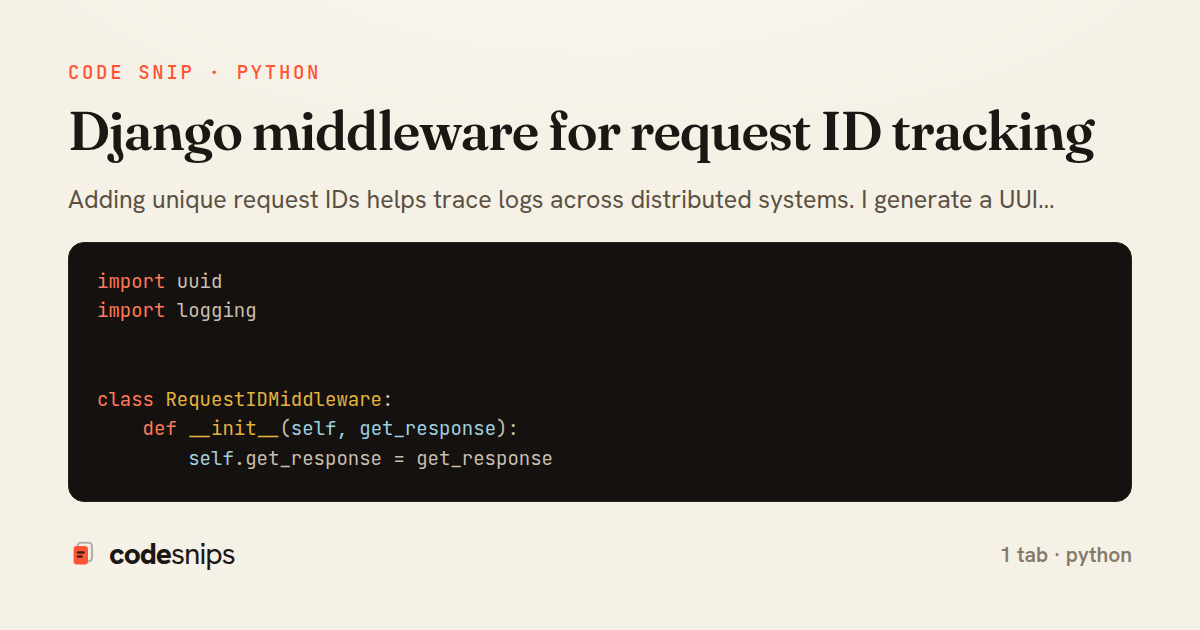 Django middleware for request ID tracking — share card