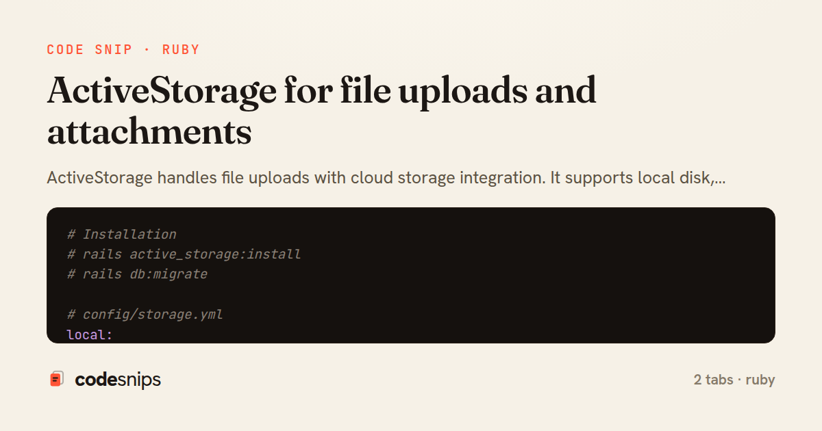 ActiveStorage for file uploads and attachments — share card