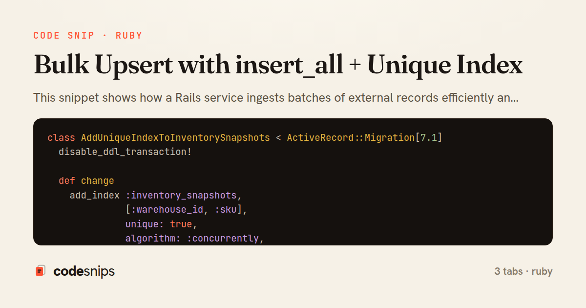 Bulk Upsert with insert_all + Unique Index — share card