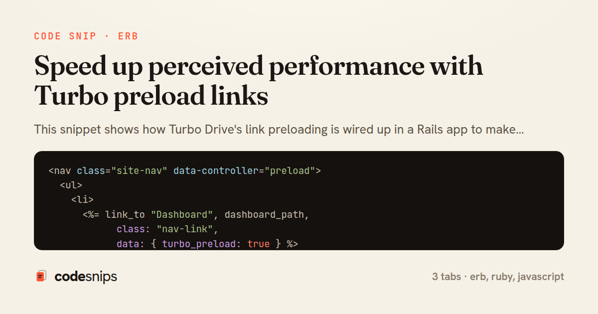 Speed up perceived performance with Turbo preload links — share card