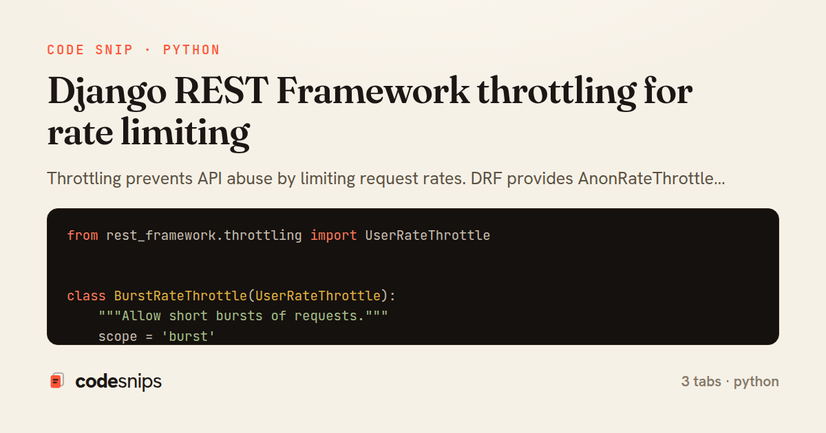 Django REST Framework throttling for rate limiting — share card