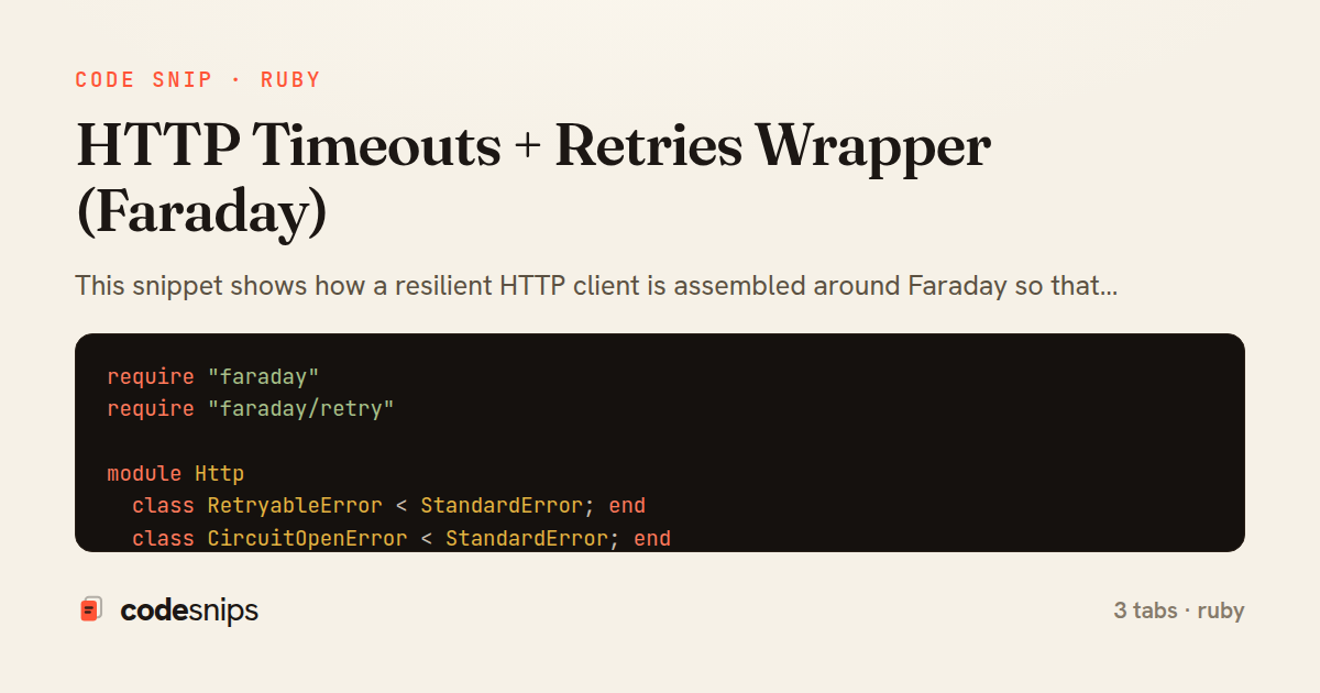 HTTP Timeouts + Retries Wrapper (Faraday) — share card