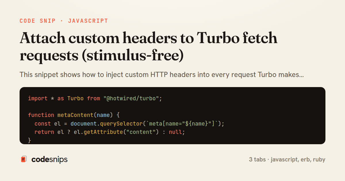 Attach custom headers to Turbo fetch requests (stimulus-free) — share card
